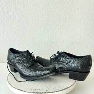 Rod Patrick Womens Lace Up Shoes 9.5 C Black Caiman Western Boots Loafers Ankle